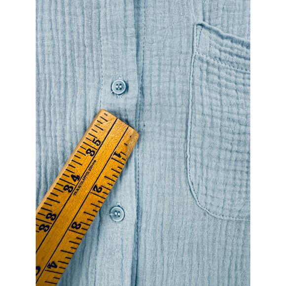 Anne Klein Gauze Shirt Button Front XL Dusty Blue Longsleeve Roll Tab - Picture 9 of 10